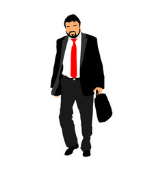 Businessman With Suite And Suitcase Walking