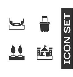 Set Sand Castle Boat Swing Forest And Bucket Icon