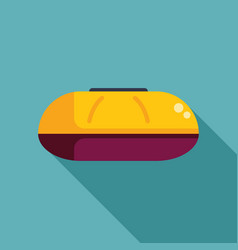 Yellow Inflatable Life Raft Floating On Water