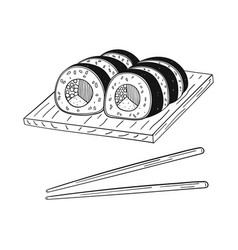 Hand Drawn Japanese Sushi Set