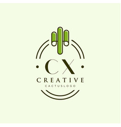 Cx Initial Letter Green Cactus Logo