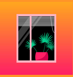 Home Palm Tree In Window With Blinds