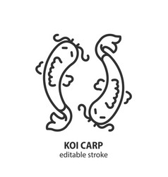 Koi Carp Line Icon Fish Symbol