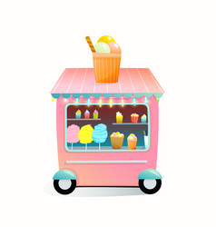 Street Market Vendor Kiosk With Cotton Candy Ice