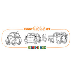 Funny Small Retro Cars With Eyes Coloring Book Set