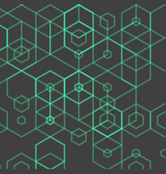 Green Hexagon On Black Background Geometric