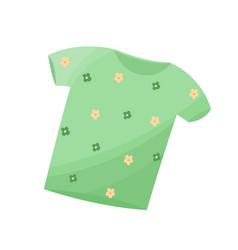 Green T-shirt With Floral Pattern