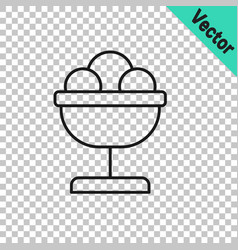 Black Line Ice Cream In The Bowl Icon Isolated