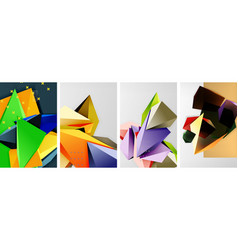 A Collage Of Colorful Geometric Shapes On A White