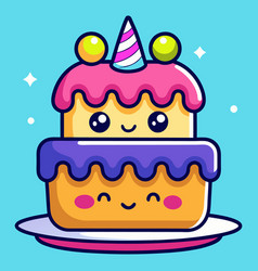 Cute Birthday Cake Party Cartoon