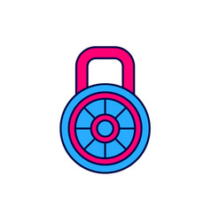 Filled Outline Safe Combination Lock Icon Isolated