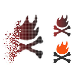 Fractured Pixel Halftone Bones Hell Fire Icon