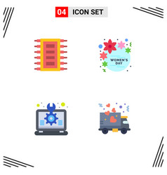 Group 4 Modern Flat Icons Set For Tech Women