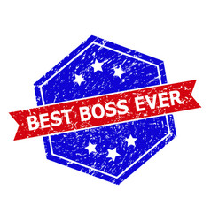 Hexagon Bicolor Best Boss Ever Stamp