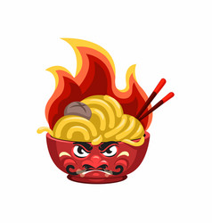 Hot Fire Noodle Bowl With Angry Face Character