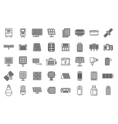 Solar Panels Icons Set Outline