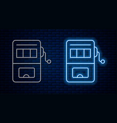 Glowing Neon Line Slot Machine Icon Isolated