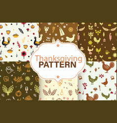 Thanksgiving Themed Pattern With Turkeys Pumpkins