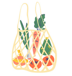 String Bag With Vegetables Mesh Eco Bag Full