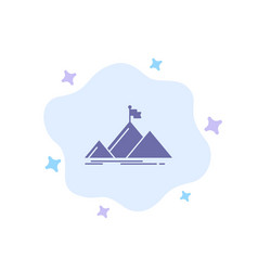 Success Mountain Peak Flag Blue Icon On Abstract