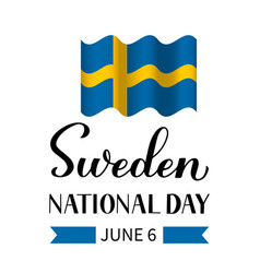 Sweden National Day Hand Lettering With Flag