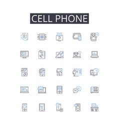 Cell Phone Line Icons Collection Bed Desk Chair