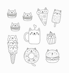 Kawaii Cats Food Coloring Pages