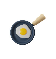 Realistic Frying Pan With Scrambled Eggs Top View