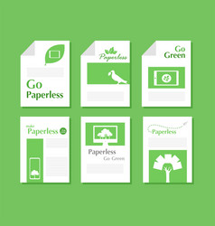 Set White Paper Document Green Paperless Go