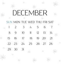 Calendar For December 2019 White Background