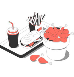 Fastfood Restaurant Tray Composition