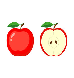 Whole red apple half apple slice bitten apple Vector Image