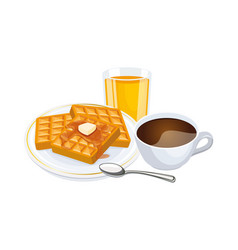 Waffle Cup Of Coffee And Orange Juice Drink