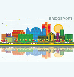 Bridgeport Connecticut City Skyline With Color