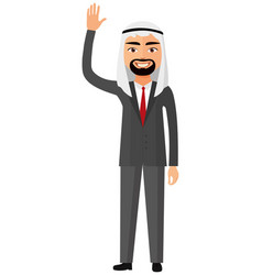 Cheerful Saudi Business Man Waving Her Hand