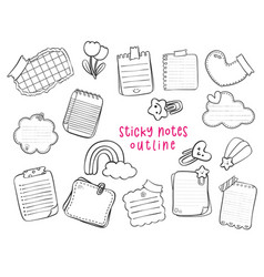 Cute Paper Sticky Note Doodle Collection Hand