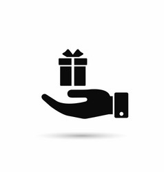 Hand Hold Gift Box Icon Isolated