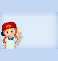 Plain Background With Happy Girl Wearing Red Cap