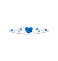 Thin Silver Tiara With A Sapphire In Shape