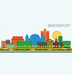 Bridgeport Connecticut City Skyline With Color