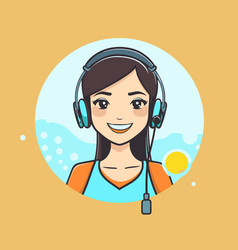 Call Center Operator With Headset In A Flat Style