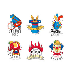 Circus Logo Design With Bear On Bicycle Top Hat