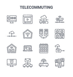 Set 16 Telecommuting Concept Line Icons 64x64