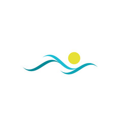 Water Wave Ocean And Sun Logo