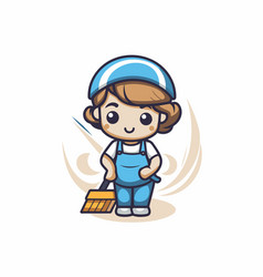 Cleaning Service Worker Company Cartoon