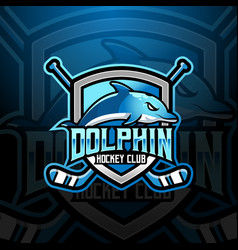 Dolphin Mascot Ice Hockey Team Logo Design