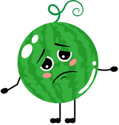 Funny Watermelon Mascot Feeling Sad