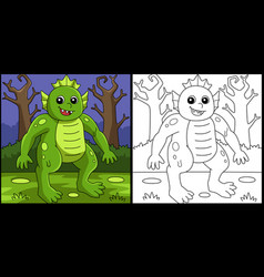 Swamp Monster Halloween Coloring Page