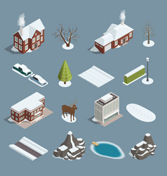 Winter Landscape Constructor Isometric Set