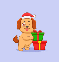 Cute Dog Arranging Christmas Gifts